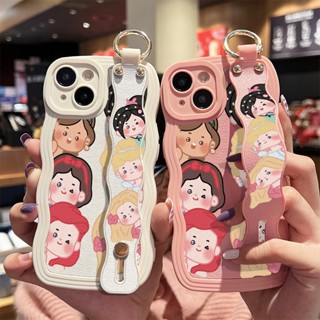 เคสโทรศัพท์มือถือหนัง TPU นิ่ม ป้องกันเลนส์กล้อง ลายเจ้าหญิงดิสนีย์ พร้อมสายคล้องข้อมือ สําหรับ Vivo X50 X60 X70 X80 V20 V23 V25 Pro Y76 5G S1 | W029