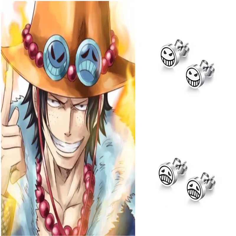 อะนิเมะ One Piece การ์ตูน Portgas·D· Ace โลโก้ ต่างหู ทุกเพศ คุณภาพสูง ต่างหูคอสเพลย์ ปาร์ตี้ อุปกรณ์