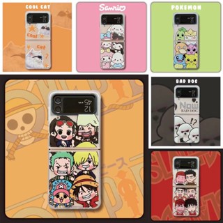 เคสโทรศัพท์มือถือ PC แข็ง กันกระแทก ลายการ์ตูน One Piece Pokemon น่ารัก สําหรับ Samsung Galaxy Z Flip 4 5G Z Flip 3