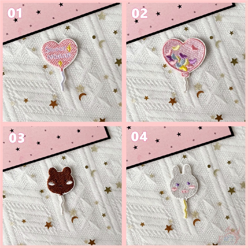 ✿ Ins - แผ่นสติกเกอร์ ลายกระต่าย หมี หัวใจ ลูกโป่ง ดาว มีกาวในตัว ✿ แผ่นแพทช์รีดติดเสื้อ ปักลาย DIY สําหรับตกแต่งเสื้อผ้า กระเป๋า 1 ชิ้น