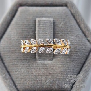 65Carat - แหวนใบมะกอก เพชรแท้น้ำ100 ตัวเรือนหน้ากว้าง ทองคำแท้9K พร้อมส่ง รหัสR118