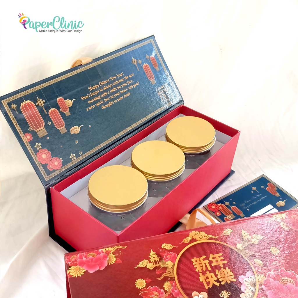 กล่องกระเช้า CNY ตรุษจีน ขนาด 33 x 13 x 11 ซม. วัสดุฮาร์ดบ็อกซ์หนาตรุษจีน