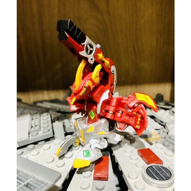 Bakugan "Titanium Dragonoid" Pyrus Red Mechtanium Surge &amp; Sonicanon Gun Battle Gear BakuNano (Custom Painted As Anime)