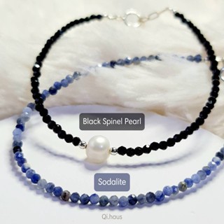 QIHAUS - กำไลข้อมือหิน มินิมอล โซดาไลต์ Sodalite / Sodalite x Black Spinel นิลดำ / กำไลหิน/ กำไลมินิมอล/ สร้อยข้อมือ