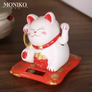 MONIKO แมวกวัก แมวกวักนำโชค แมวญี่ปุ่น พลังงานแสงอาทิตย์ แมวนำโชค น่ารัก แต่งบ้าน โต๊ะทำงาน หน้ารถ ของขวัญ เสริมฮวงจุ้ย ของขวัญ