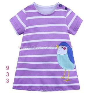 TSG-933 เสื้อยืดเด็กผู้หญิงสีม่วง ลายนก Size-120 (5-6Y)