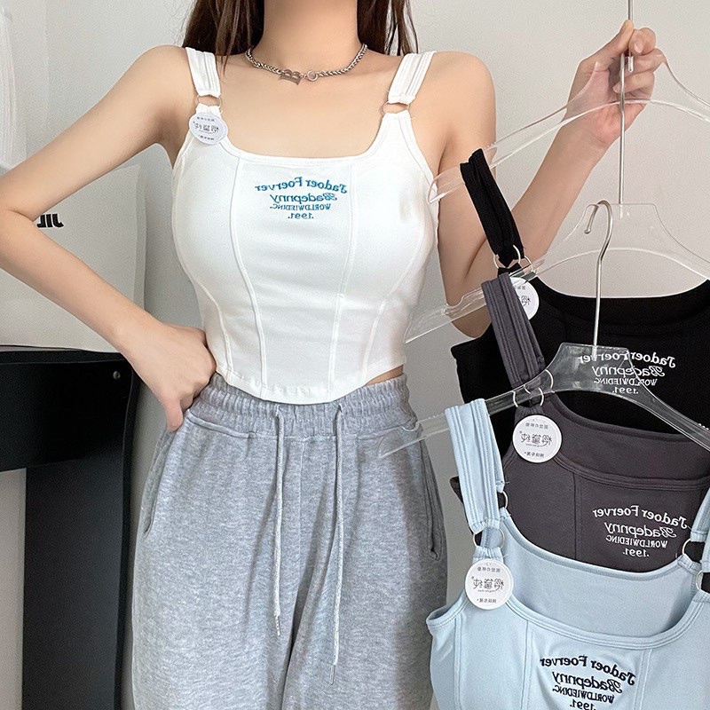 CHERISH (พร้อมส่ง) F12 เสื้อกล้าม มีฟองน้ำ Jadoer Foerver **อักษรเป็นงานปักนะคะ