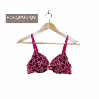 Rouge Gorge(รูจ จอร์จ) Bra แบรนด์ดังจากฝรั่งเศสเสื้อชั้นในลูกไม้ สีแดงตัดชมพูฟองน้ำไม่หนาใหม่ 70D