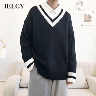 Ielgy เสื้อกันหนาว คอวี สไตล์เกาหลี สําหรับผู้ชาย