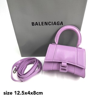 Balenciaga mini Hourglass ใบเล็ก สีดำ สีชมพู สีม่วง กระเป๋าสะพายข้าง มินิมอล ของแท้ บาเลนเซียก้า มินิ แบรนด์เนม กระเป๋า