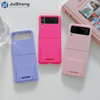 Jusheng All-in-One เคสโทรศัพท์มือถือ แบบใส สัมผัสคล้ายผิวหนัง 12 สี แฟชั่น สําหรับ Samsung Z Flip4 Z Flip3