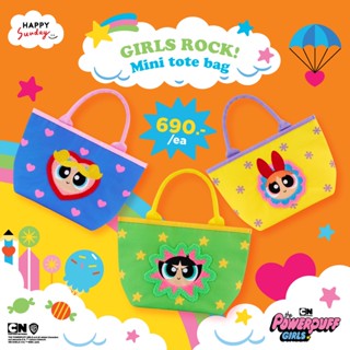 GIRLS ROCK! Mini Tote Bag | กระเป๋าผ้าลายพาวเวอร์พัฟเกิร์ลส์