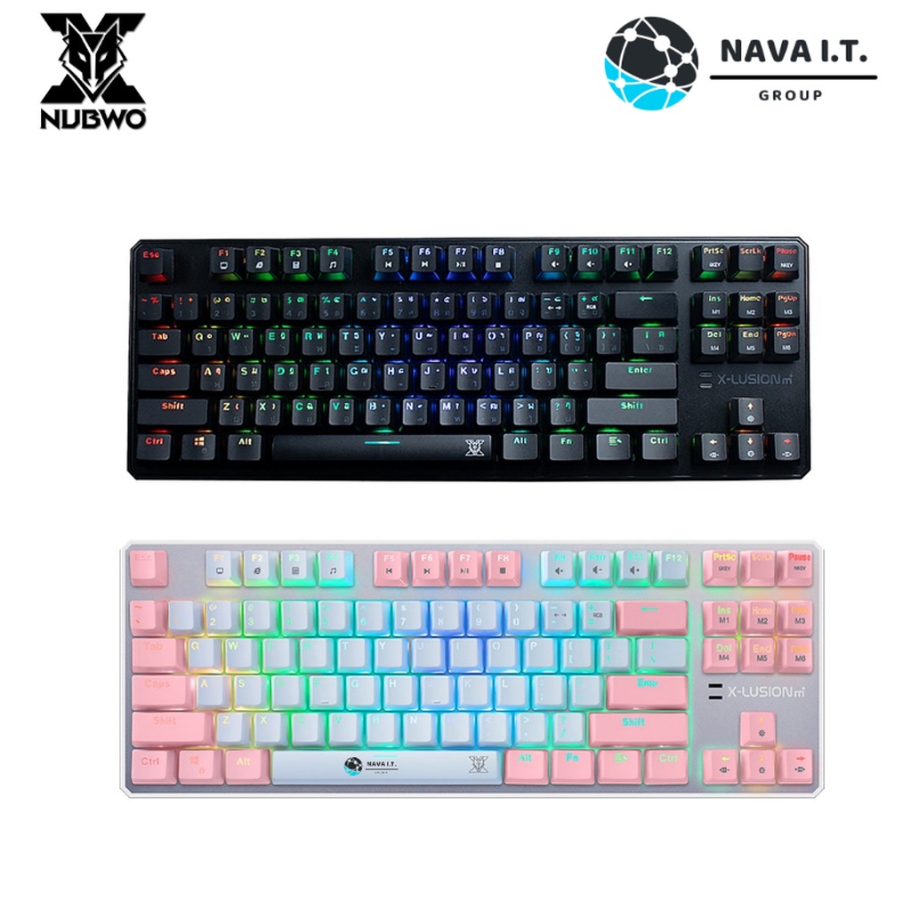 ⚡️กรุงเทพฯด่วน1ชั่วโมง⚡️ Nubwo X21 TKL BLACK PINK WHITE RGB Mechanical Keyboard EN/TH Warranty 2 Year