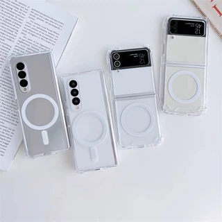 เคสแม่เหล็ก สำหรับ SAMSUNG Z Flip3/Flip4 / Z Fold3/Fold4 / Fold5 Fold6 Flip5 Flip6 Flip7 Fold7 เคสใส ชาร์จได้ 038