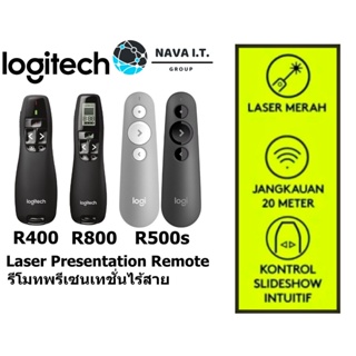 COINSคืน15%⚡FB9JMZV6⚡ LOGITECH R400 R800 R500S LASER PRESENTATION REMOTE รีโมทพรีเซนเทชั่นไร้สาย