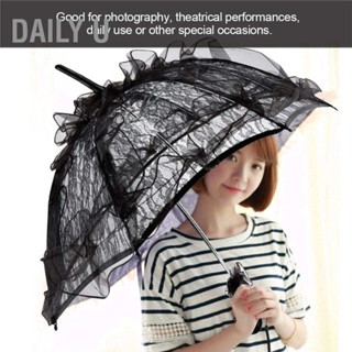 พร้อมส่ง ร่มลูกไม้สีดําสําหรับการถ่ายภาพสตรี Parasol