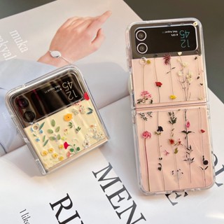 【Hay Flower】เคสโทรศัพท์มือถืออะคริลิค แบบพับได้ กันตก ป้องกัน เรียบง่าย สําหรับ Samsung Galaxy Z Flip3 Zflip4