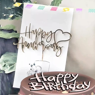 ป้ายปักเค้กอะคริลิค ป้าย Happy Anniversary