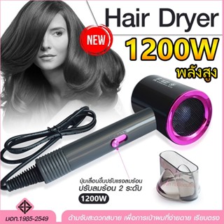 Mini ไดร์เป่าผมแบบพับเก็บได้ไดร์เป่าผมไอออนแสงสีฟ้า Hair dryer ดูแลเส้นผมผมแห้งไวพกพาสะดวกพลังงานสูงถึง 1200W ปรับได้ 3