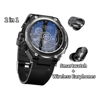 Smartwatch with Wireless Earphones พร้อมหูฟังไร้สาย (Works with iOS &amp; Android) Black