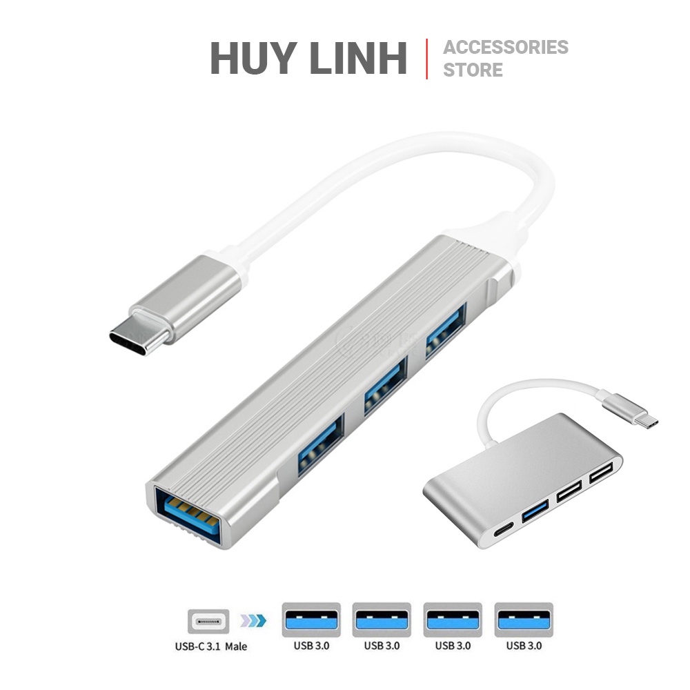 Hub แปลงพอร์ต USB Type-C 3.1 เป็น 4 USB 3.0 รองรับฟังก์ชั่น Ukey เต็มรูปแบบสําหรับโทรศัพท์ Apple และ