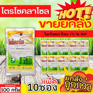 🌾 💥💥 สินค้ายกแพ็ค 💥💥 ไตรไซคลาโซล 75ดับบลิวพี (ไตรไซคลาโซล) ขนาด 100กรัมx10ซอง ป้องกันโรคไหม้ในนาข้าว