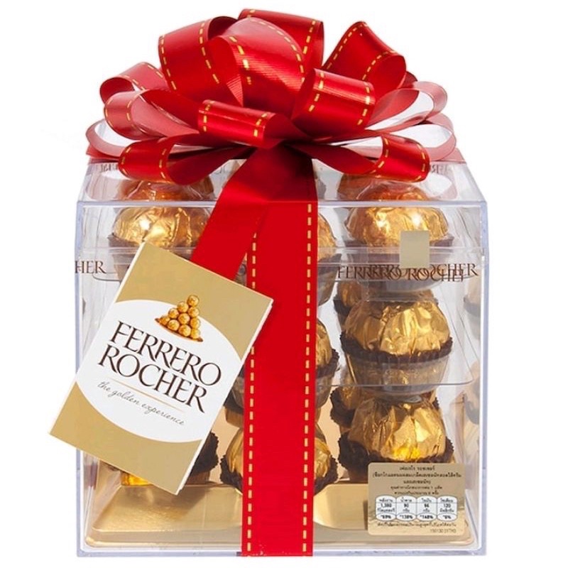 เฟอเรโร่ กล่องลูกบาศก์พร้อมโบว์ Ferrero Rocher Squar Box & Ribbon T.18