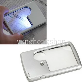แว่นขยาย LED 3X 6X ขนาดเล็ก แบบพกพา พร้อมเคสหนัง บางพิเศษ พร้อมไฟ LED สําหรับผู้สูงอายุ