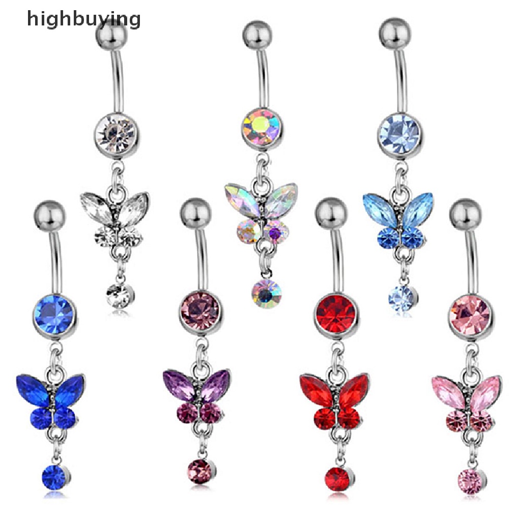 [highbuying] แหวนเหล็กผ่าตัด จิวสะดือ สะดือ ท้อง ผีเสื้อ ดอกไม้ คริสตัล สะดือ แหวนแฟชั่น ร่างกาย หน้าท้อง บาร์ ร่างกาย เครื่องประดับ ใหม่ พร้อมส่ง