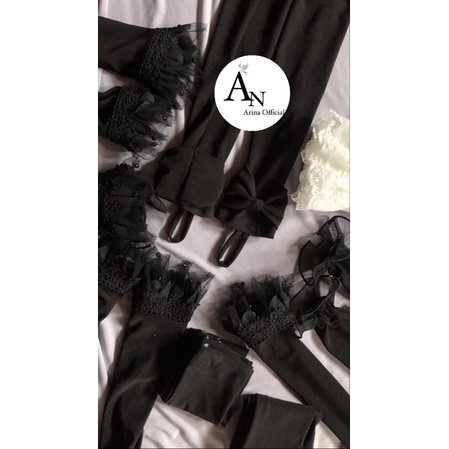 ปลอกแขนลูกไม้+มุ้งมีมุก🌻 Handsock (ปลอกแขนยาว35เซน)