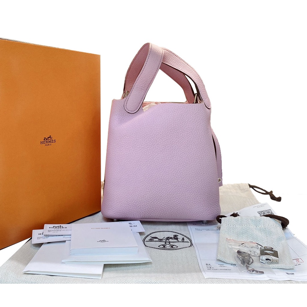 ∏๑Hermes Hermes Vegetable Basket Bag สุภาพสตรี สีม่วง กระเป๋าถือ Shopping Bag Authentic