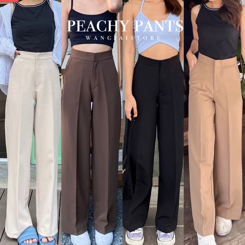 Wangjai- Peachy Pants(กางเกงขากระบอกทรงตรงเอวสูง)