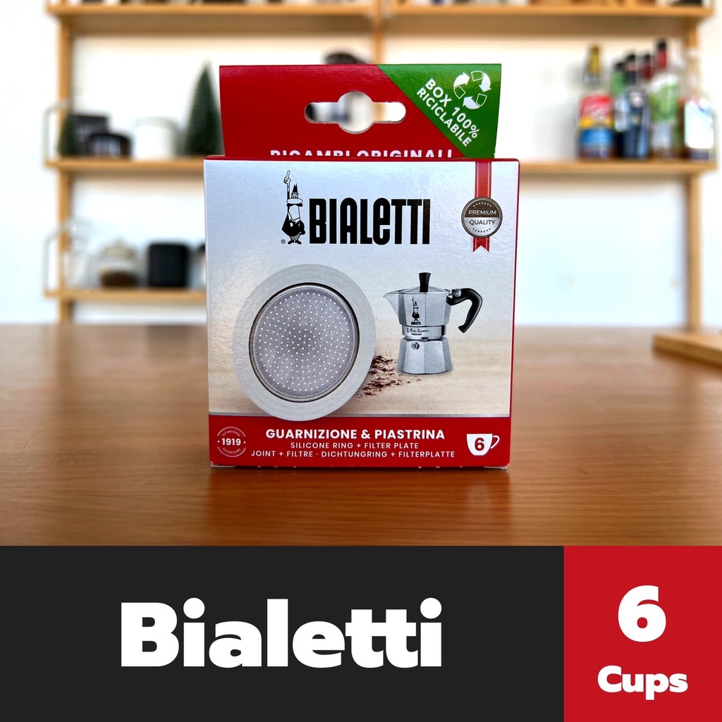 Bialetti อะไหล่ ซีลยาง แผ่นกรอง ขนาด 6 ถ้วย เบียเล็ตติ้ Silicone Ring &amp; Filter Plate