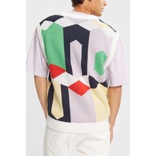 ESPRIT Mens Sleeveless Jumper With Colourful Pattern