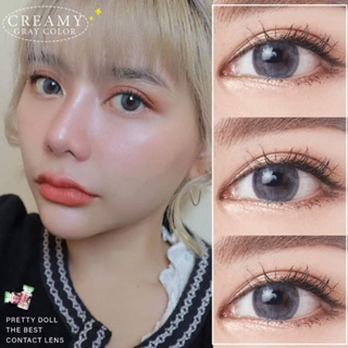 คอนแทคเลนส์ รุ่น Creamy ยี่ห้อ Pretty doll มีสีเทา ตาล สายตาปกติ