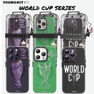 Youngkit เคสแม่เหล็ก พิมพ์ลายเนื้อด้าน ลายบอลโลก รุ่นไอโฟน14 ซีรีย์