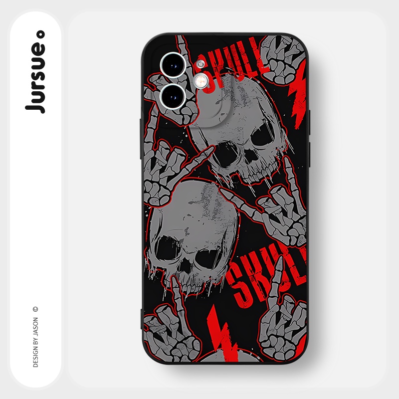 JURSUE เคสไอโฟน เคสซิลิโคนนุ่มกันกระแทกน่ารักตลก เคสโทรศัพท์ สีดำ Compatible for iPhone 16 15 14 13 12 11 Pro Max SE 2020 X XR XS 8 7 Plus พลัส Y2714