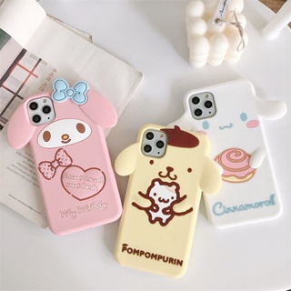 【Melody&amp;Cinnamoroll&amp;Pom Pom Purin】เคสโทรศัพท์มือถือ ซิลิโคนนิ่ม กันกระแทก ลายน่ารัก 3D สําหรับ iPhone 14 Pro MAX 13Pro 12 11Pro MAX X XR XS MAX 7 8Plus