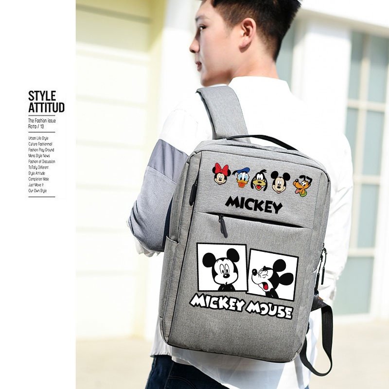 Mickey Mouse กระเป๋าเป้สะพายหลังมิกกี้เมาส์นักเรียนกระเป๋าเป้สะพายหลังกระเป๋าเดินทางกระเป๋าแล็ปท็อป (อินเตอร์เฟส USB) ราคา ถูกที่สุด ดีลบีเคเค แกลเลอรีภาพที่ 8