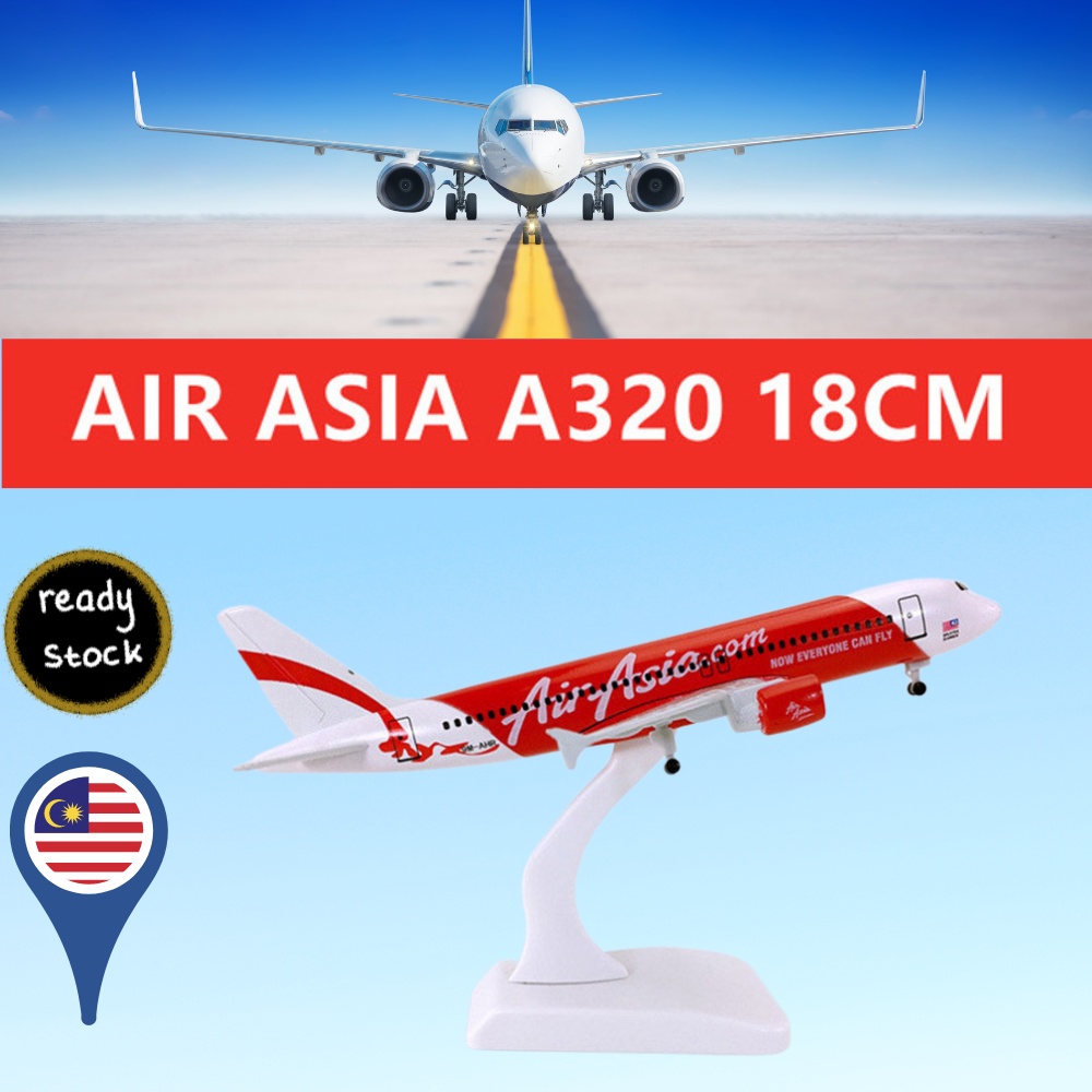 18 ซม.Air Asia Airbus 320-200 พร้อมล้อเกียร์ Landing Resin Passenger Cargo เครื่องบินเครื่องบินรุ่นค