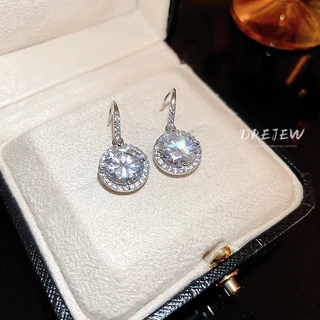 DREJEW ต่างหูตะขอ ชุบไฟฟ้า ประดับเพทาย ทรงเรขาคณิต สีทอง หรูหรา ระดับไฮเอนด์ สไตล์ยุโรป อเมริกัน