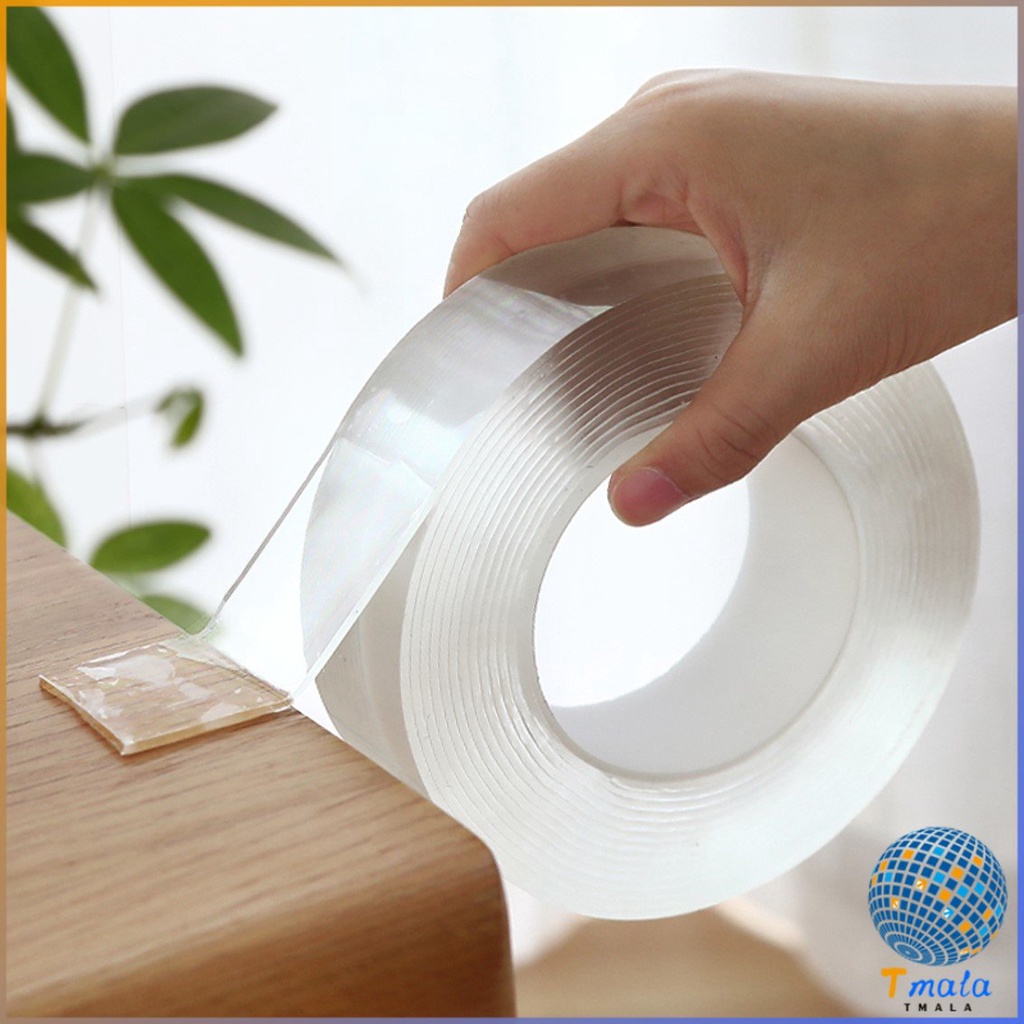 Tmala กาวสองหน้า เทปกาว ทำความสะอาดและนำมาใช้ใหม่ได้ มี 2 ขนาดให้ เลือก Double Side Adhesive Tape