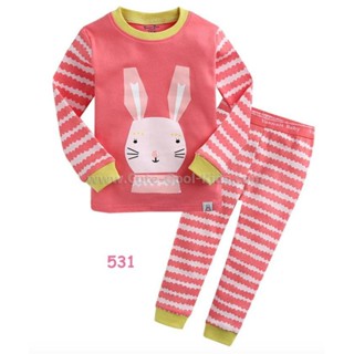 L-PJG-531 ชุดนอนเด็กแนว Slim สีชมพู กระต่าย Size-120/XL (5-6Y)