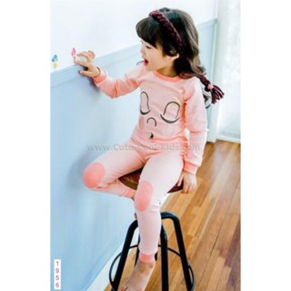 L-PJG-1956 ชุดนอนเด็กแนว Slim สีส้ม ลายหมี Size-90 (1-2Y)