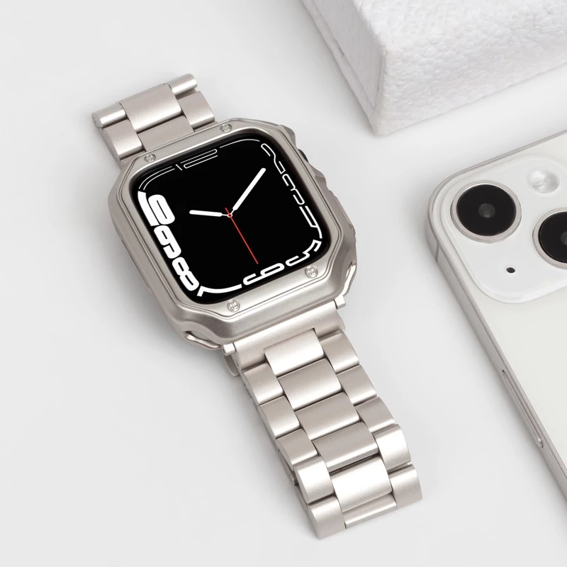 สายนาฬิกาข้อมือ สเตนเลส หรูหรา พร้อมเคส สําหรับ Strap Series 11 / 10 9 8 7 6 5 4 3 2 1 Watch SE SE2 Ultra Strap เคส i watch case ขนาด 41 45 มม. 49 มม. 40 44 มม. i watch สาย
