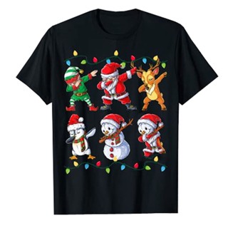 Father Christmas Cotton Mens เสื้อยืด Funny Tees แฟชั่นการ์ตูน Unisex เสื้อลำลองขนาดใหญ่สีดำต้นคริสต์มาสเสื้อยืด 471