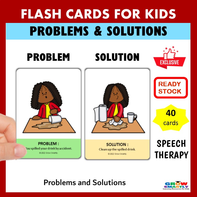Problem & Solution แฟลชการ์ดสําหรับเด็กกิจกรรมบําบัดคําพูดความล่าช้าออทิสติกการบําบัดคําพูด