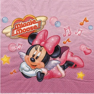 Pladao Napkin ภาพการ์ตูน Minnie Mouse บิน มินนี่ กระดาษ แนพกิ้น สำหรับงานศิลปะ เดคูพาจ decoupage ขนาด L 33x33