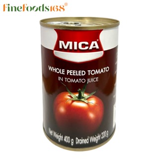 ไมก้า มะเขือเทศปอกเปลือกทั้งลูกในน้ำมะเขือเทศ 400 กรัม Mica Whole Peeled Tomato in Tomato Juice 400 g.