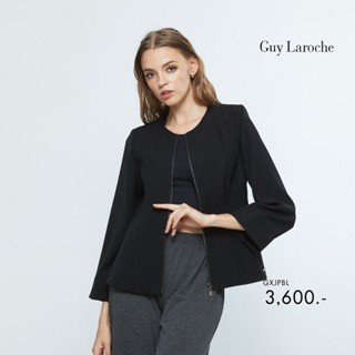 Guy Laroche 999 LUXURY BOMBER BOUCLE JACKET แขนยาว สีดำ มีซิปหน้า(GXJPBL) เสื้อแจ็คเก็ต แจ็คเก็ตผู้หญิง เสื้อสูทผู้หญิง เบลเซอร์  เสื้อคลุม